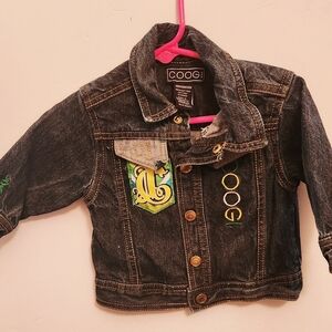 COOGI Kids Jean Jacket - Black with Green and Yellow Highlights